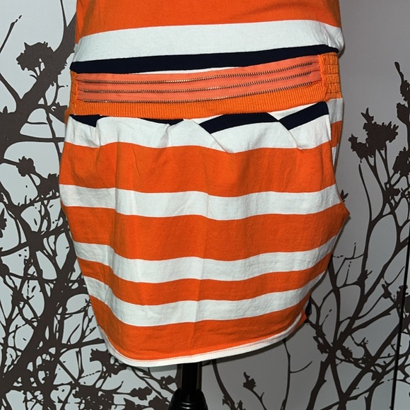 FILIPINO TIANGE (Commes De Garçons) White&Orange Striped Short Sleeve Dress $25 - Picture 7 of 13